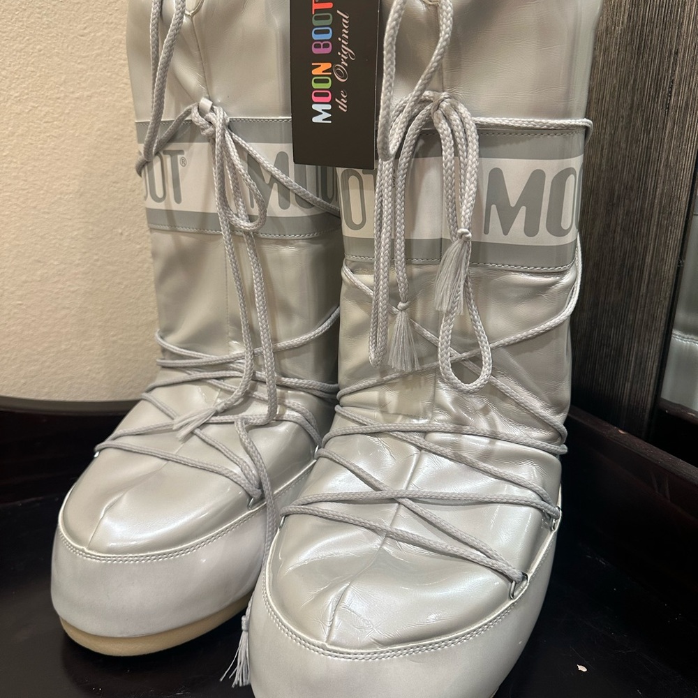 Moon Boot Women's Shiny Silver Winter Boots